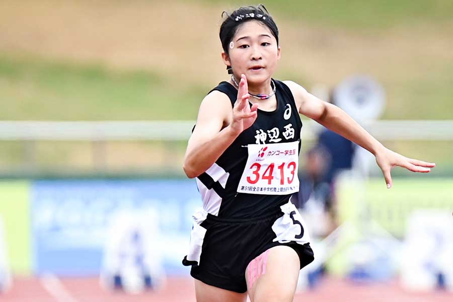 全日本中学陸上選手権に出場した三好美羽【写真：中戸川知世】