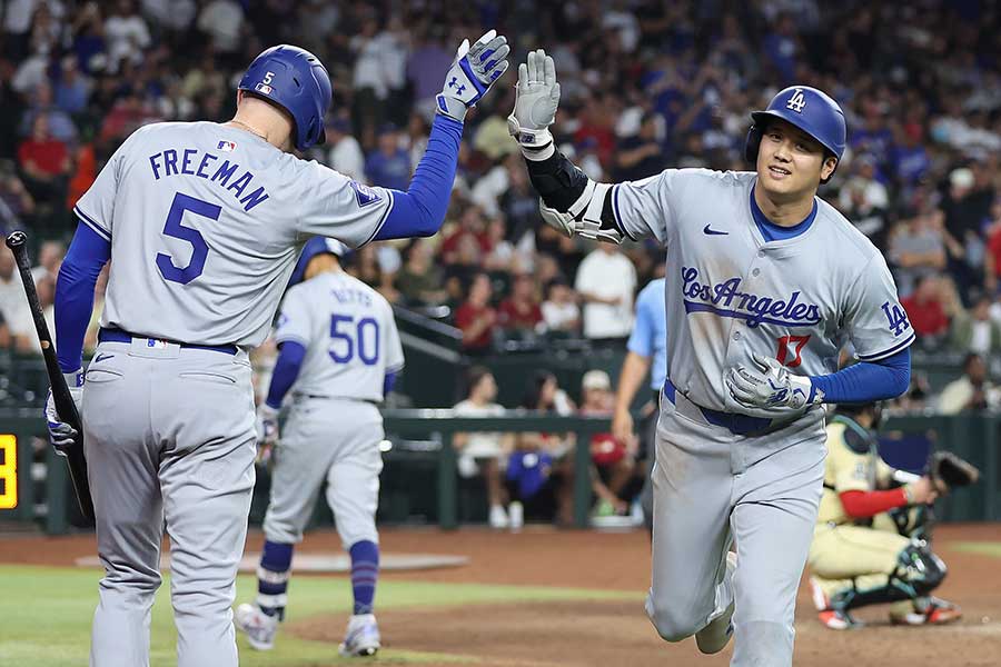 敵地ダイヤモンドバックス戦で43号を放ったドジャースの大谷翔平【写真：Getty Images】