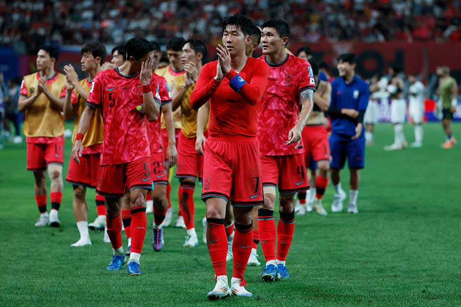 W杯アジア最終予選のパレスチナ戦で、引き分けに終わった韓国代表【写真：ロイター】