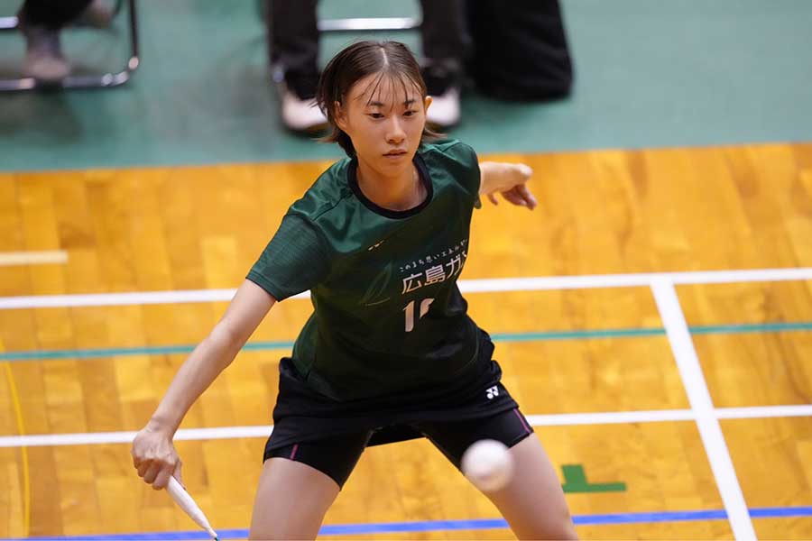 全日本社会人バドミントン選手権に出場した永田萌恵【写真：荒川祐史】