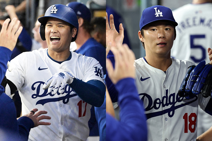 ドジャースの大谷翔平（左）と山本由伸【写真：ロイター】