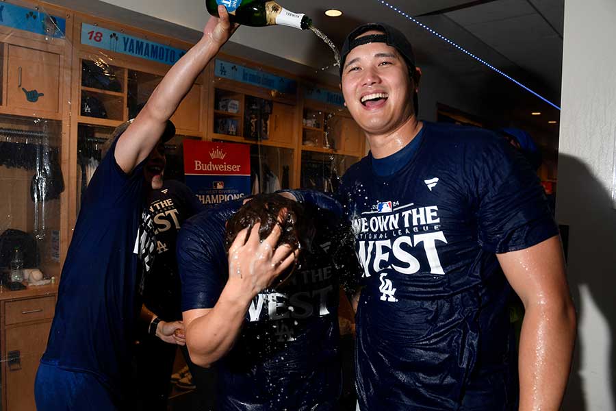 シャンパンファイトをした大谷翔平【写真：Getty Images】