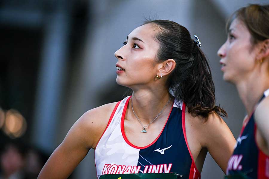 女子100メートル決勝で準優勝を果たした甲南大・岡根和奏【写真：中戸川知世】