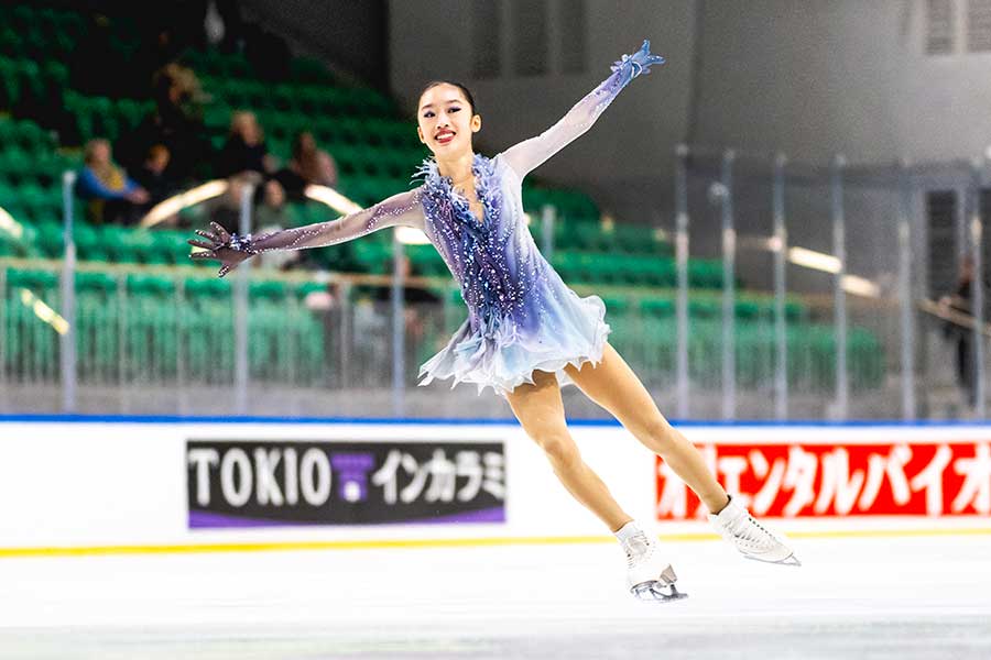 ISUジュニアグランプリシリーズ第6戦で3位表彰台となった岡田芽依【写真：Getty Images】