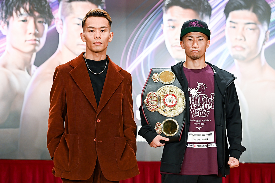 7大世界戦興行で対戦する堤聖也と井上拓真（右）【写真：中戸川知世】