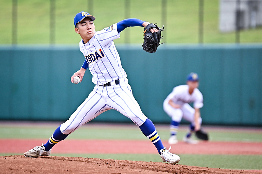 高校生の160キロに「来年には」と到達したいという石垣【写真：中戸川知世】