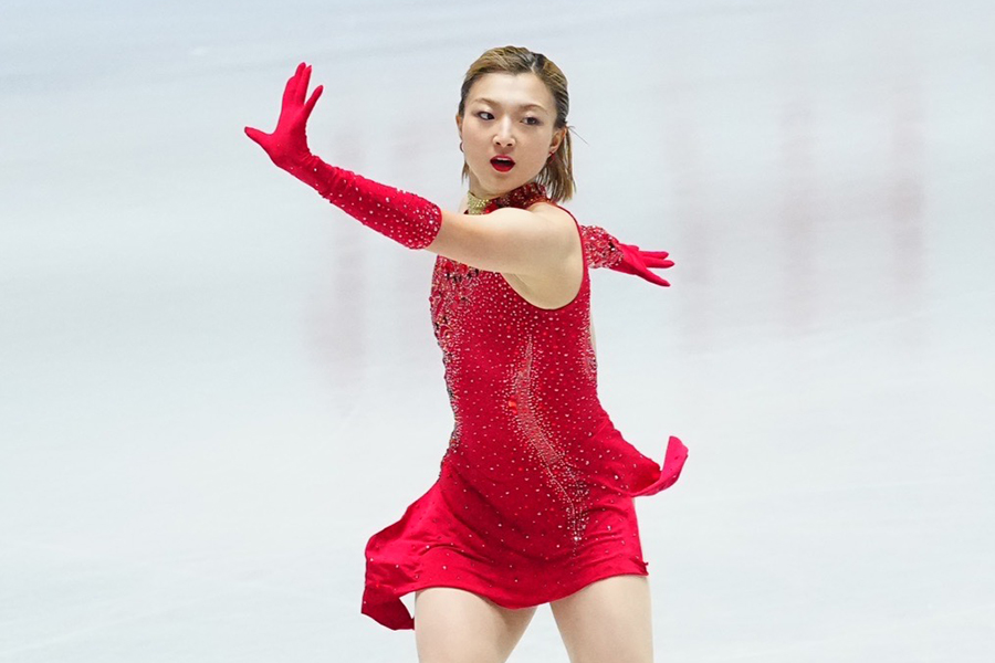 今季世界最高の78.93点をマークして首位発進した坂本花織【写真：荒川祐史】