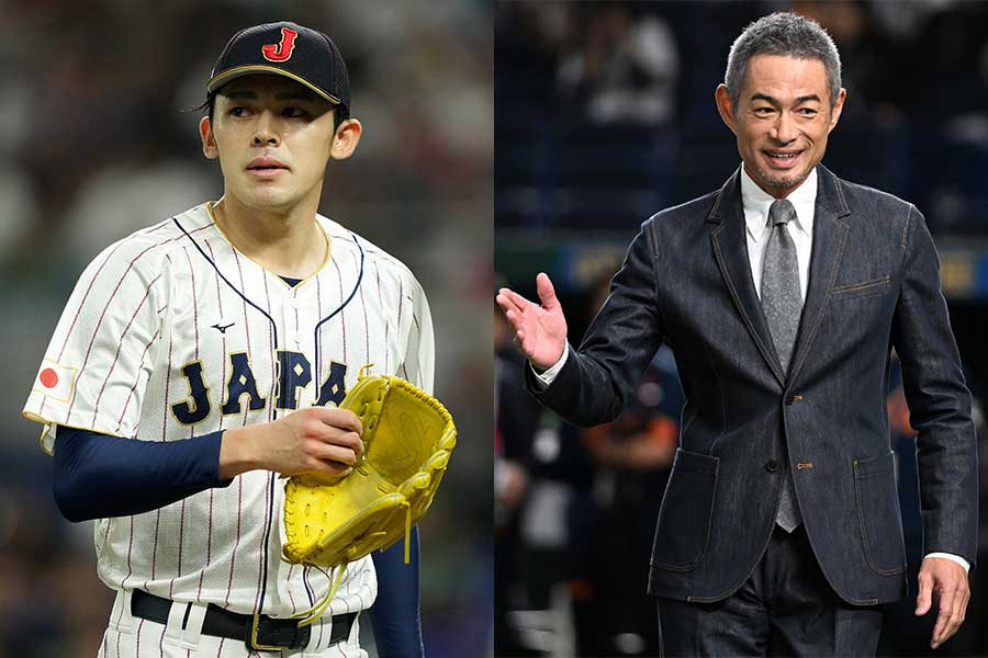 佐々木朗希（左）とイチロー氏【写真：Getty Images】