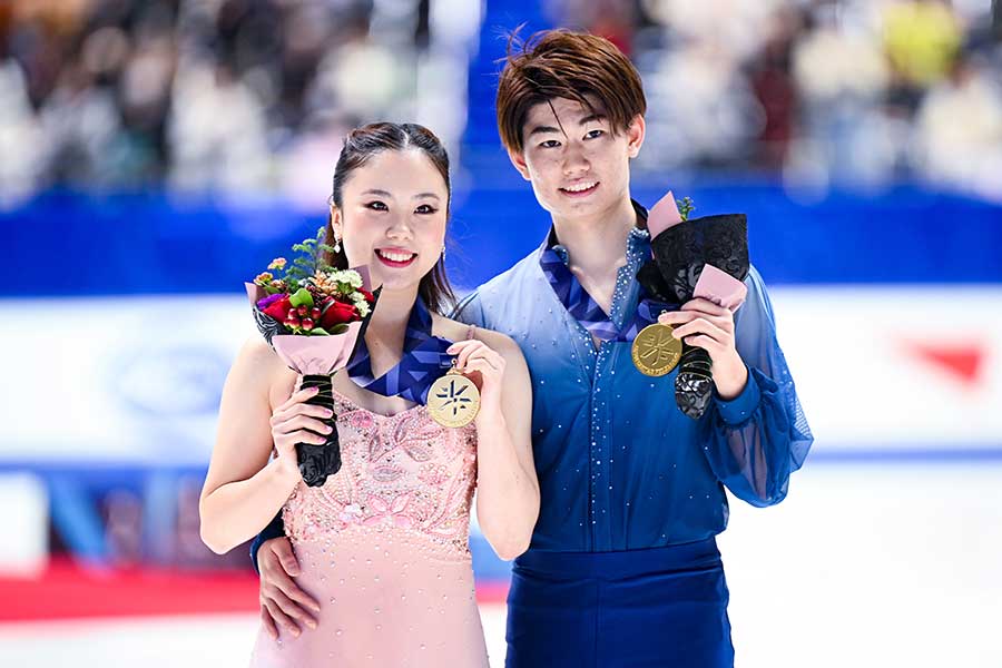 全日本選手権で初優勝した吉田唄菜、森田真沙也組【写真：中戸川知世】