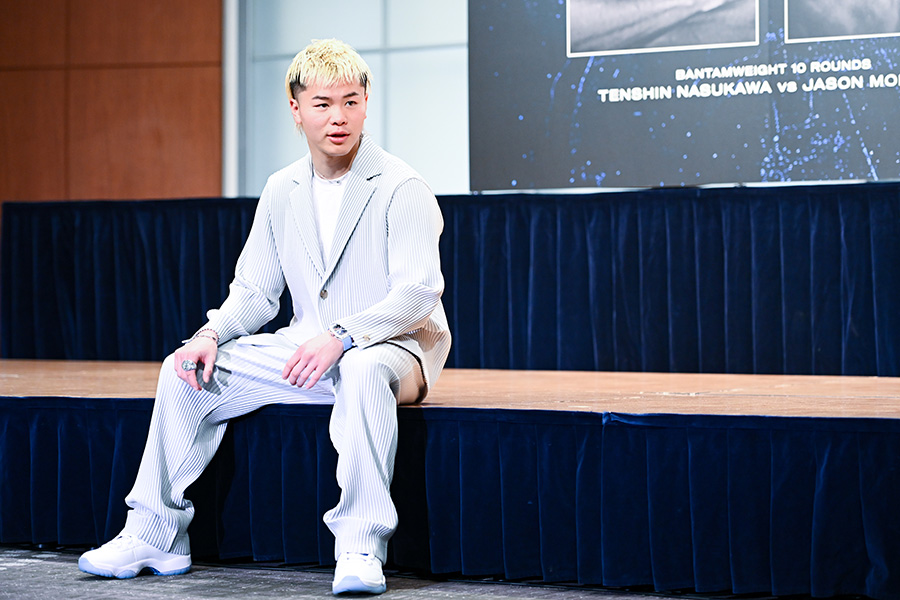 対戦候補5人の中から迷いなく世界王者経験者を選択したと明かす那須川【写真:中戸川知世】