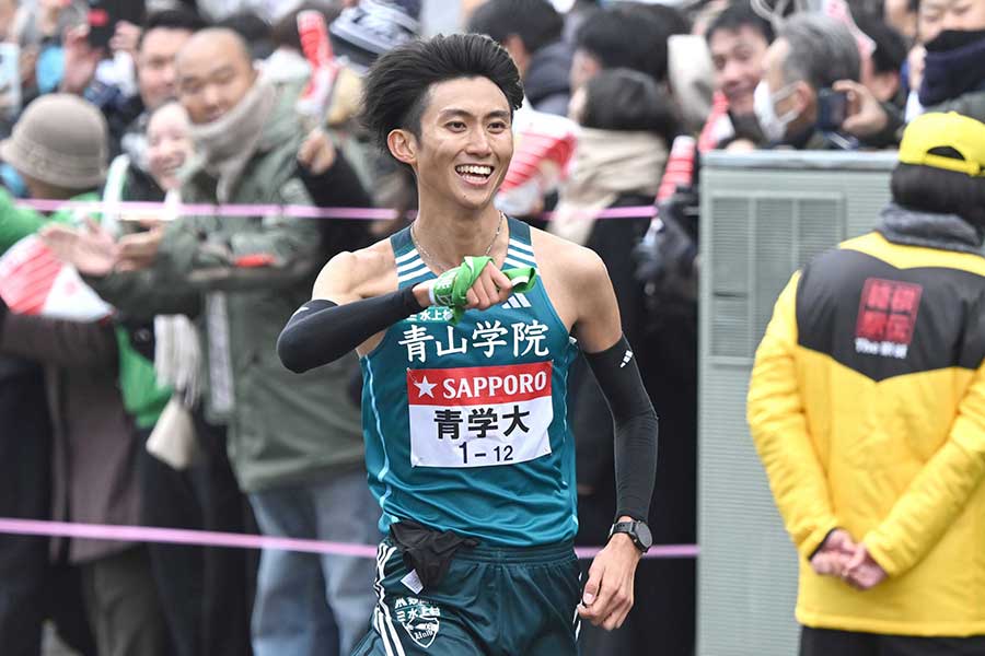 9区を力走した青学大・田中悠登【写真：産経新聞社】