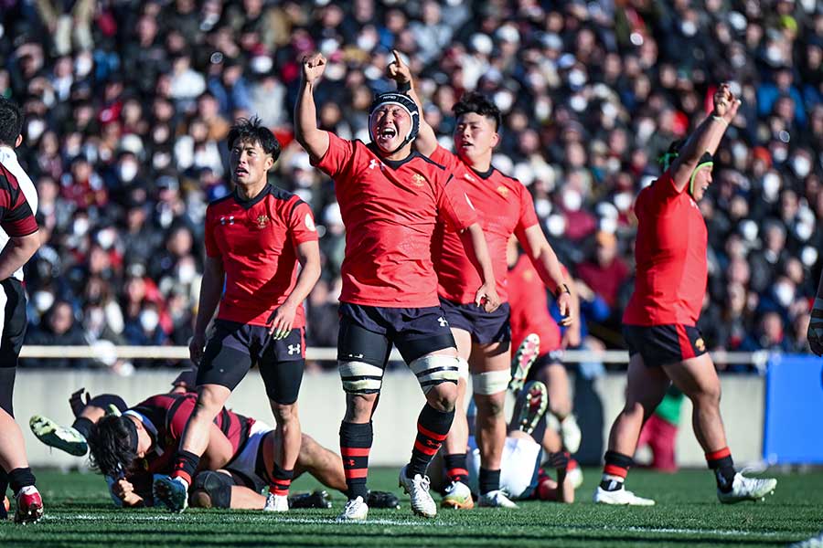 全国大学選手権決勝でプレーする帝京大【写真：中戸川知世】