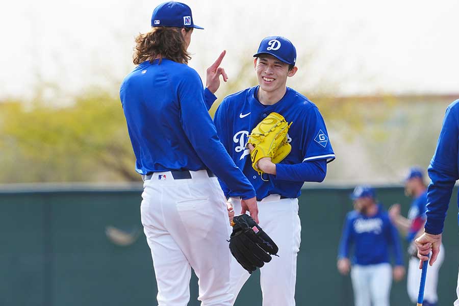 佐々木朗希らドジャースのバッテリー組がスプリングトレーニングを行っている【写真:荒川祐史】