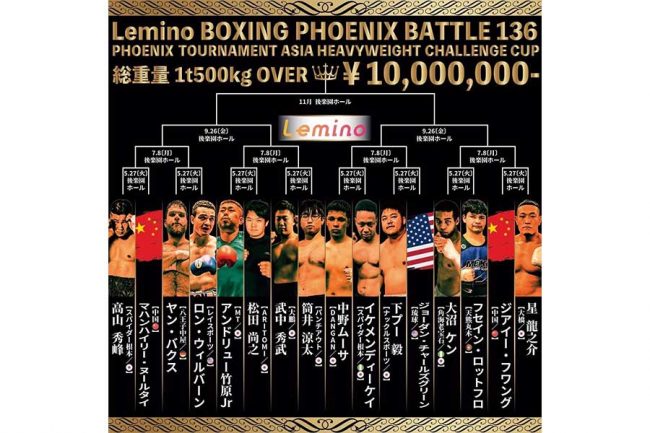 優勝賞金1000万円、総重量1.5トン超のボクシング興行 5.28開幕