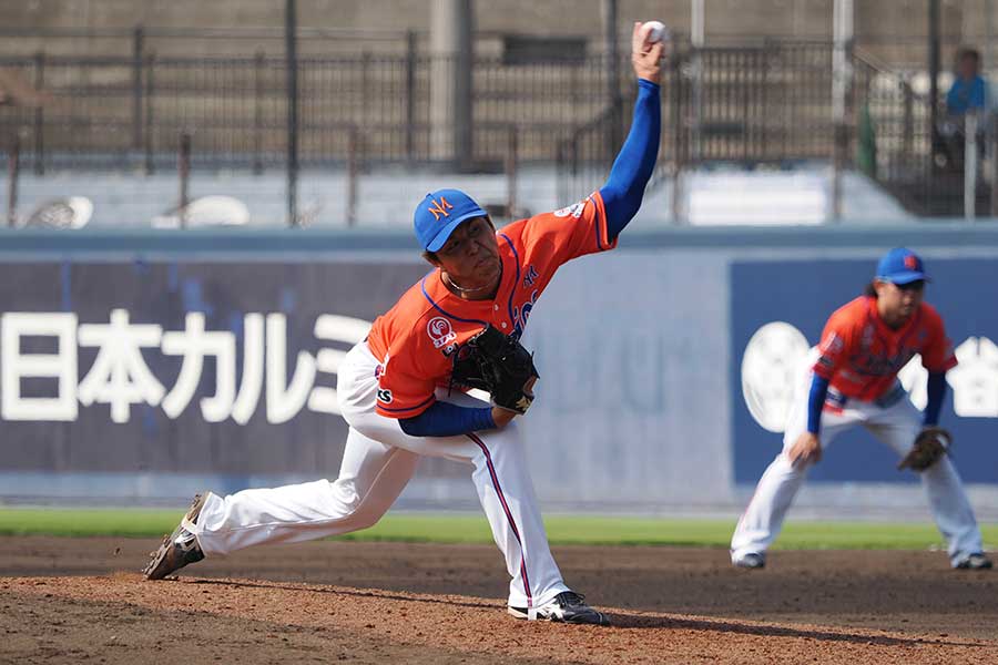 左腕の笠原はロングリリーフ起用もこなしている【写真：羽鳥慶太】