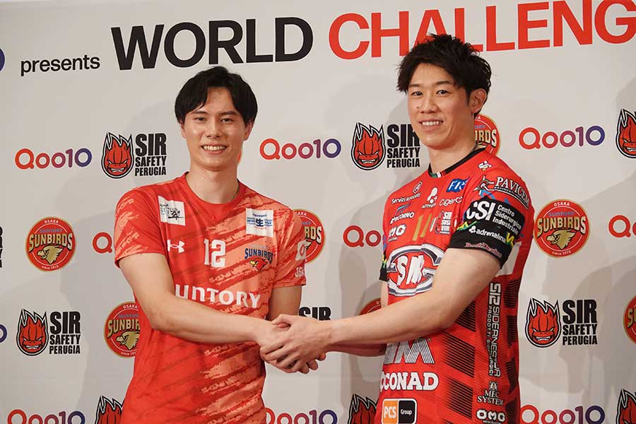 高橋藍（左）のサントリーと石川祐希のペルージャが10月に東京で対戦【写真：編集部】