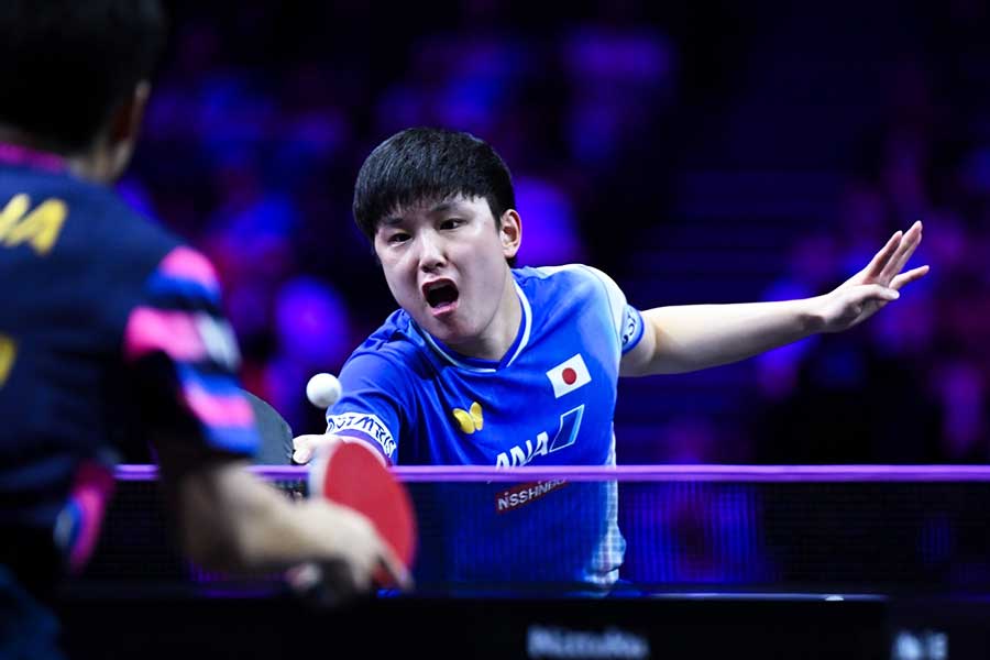 準決勝進出を決めた張本智和【写真：中戸川知世】