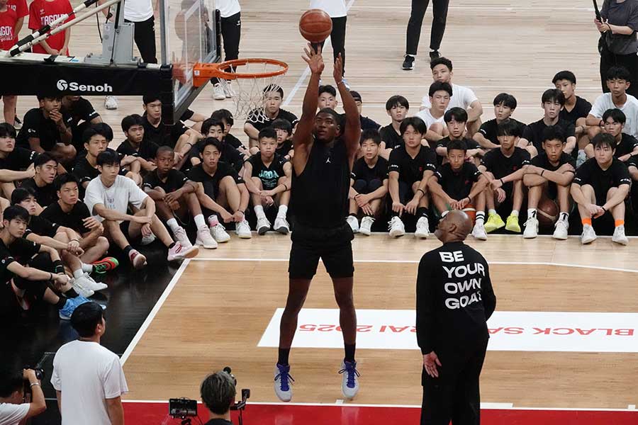 20分間のワークアウトを披露した八村塁【写真：鉾久真大】