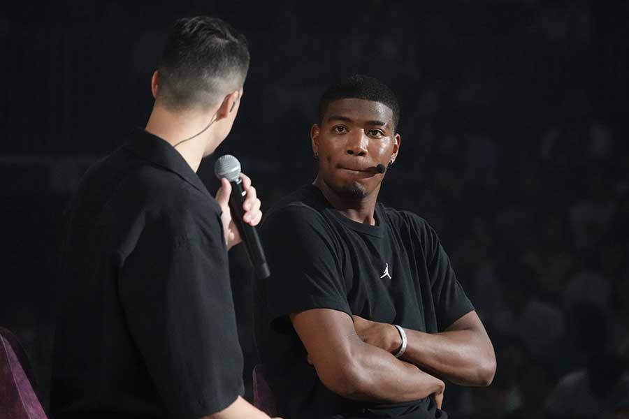 トークショーで話す八村塁【写真:鉾久真大】