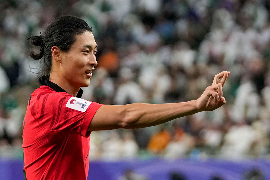 イケメン選手として話題となった韓国代表FWチョ・ギュソン【写真：AP/アフロ】