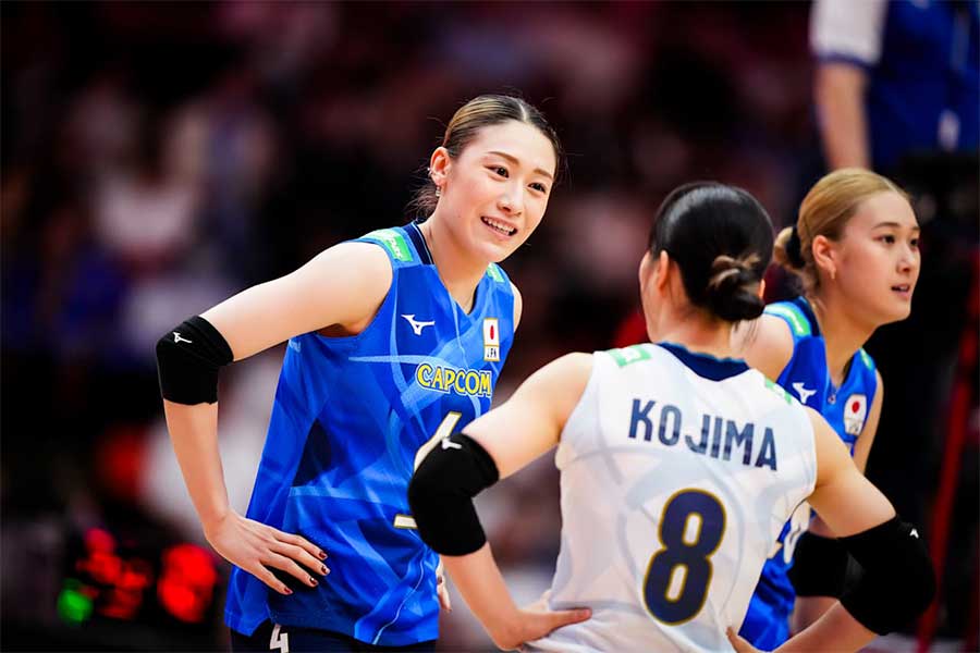 セルビアに3-1で勝利、チーム最多の19得点を決めた石川真佑【写真：バレーボール・ワールド提供】