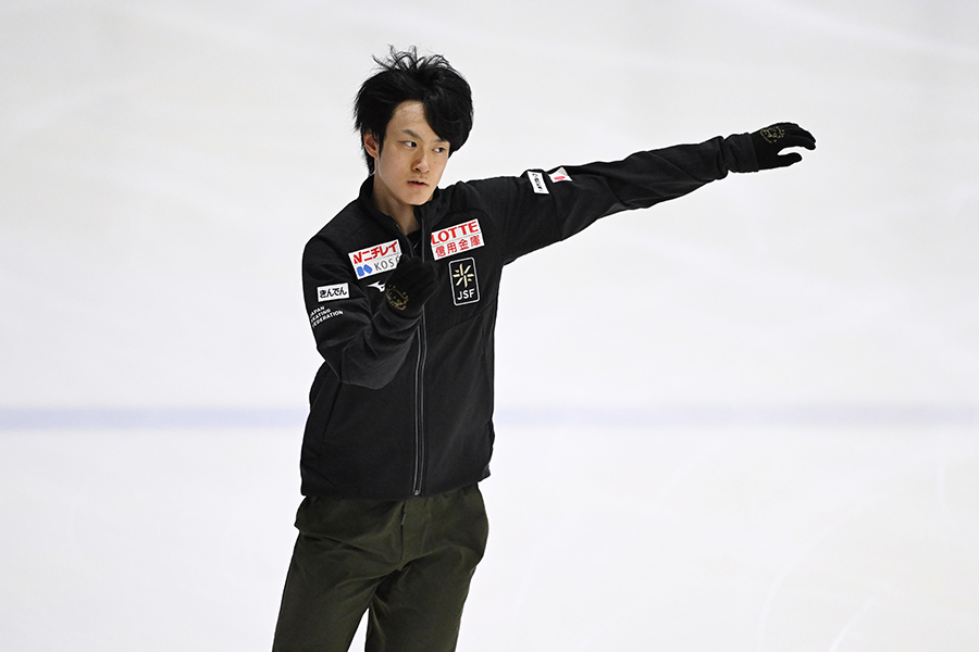 公式練習を行った山本草太【写真:徳原隆元】