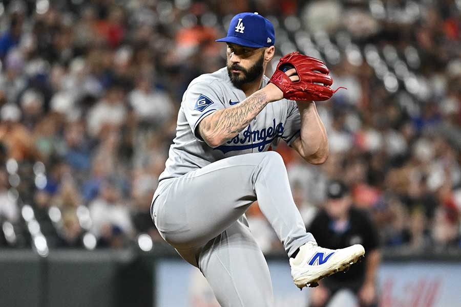 9回に7番手で登板したドジャースのタナー・スコット【写真:ロイター】