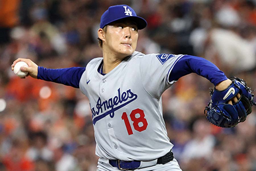 オリオールズ戦、8回2/3を1失点と好投したドジャースの山本由伸【写真：ロイター】