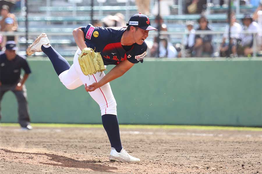 キューバ戦に先発した日本代表の下重賢慎【写真:羽鳥慶太】