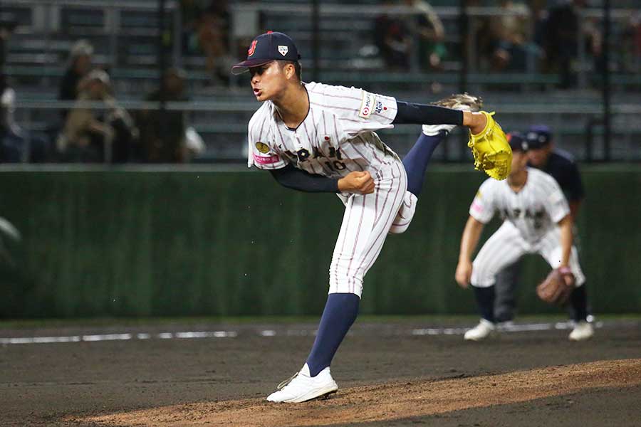 5回を4安打無失点、9奪三振と好投した日本代表の中野【写真：羽鳥慶太】