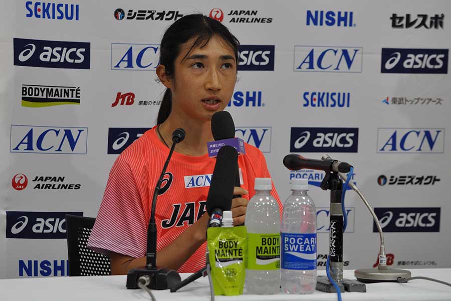 取材に応じた田中希実【写真：編集部】