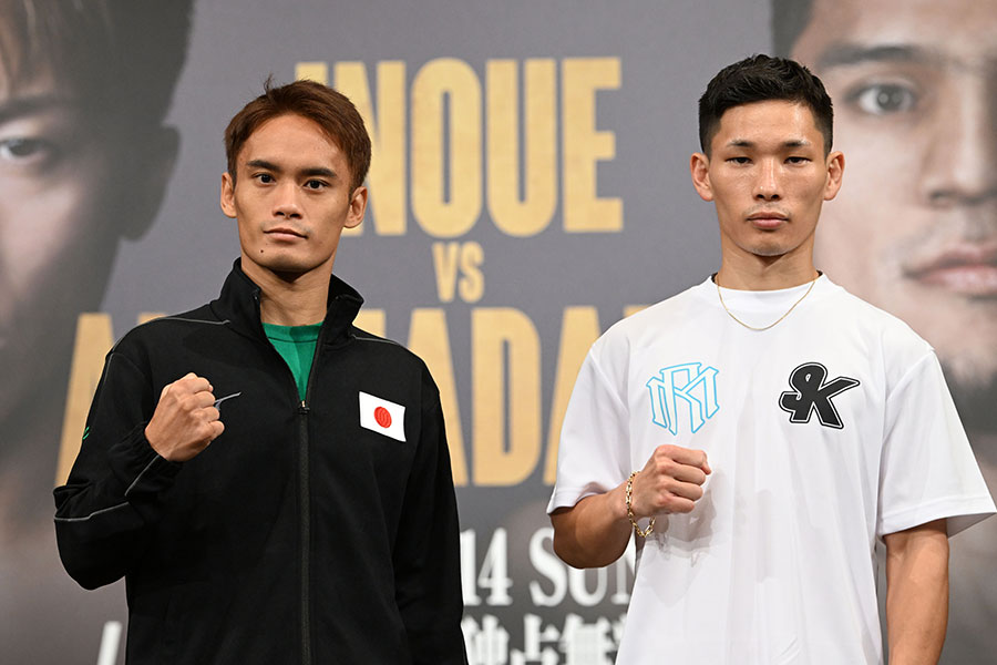 会見に臨んだ高田勇仁（左）と松本流星【写真：徳原隆元】