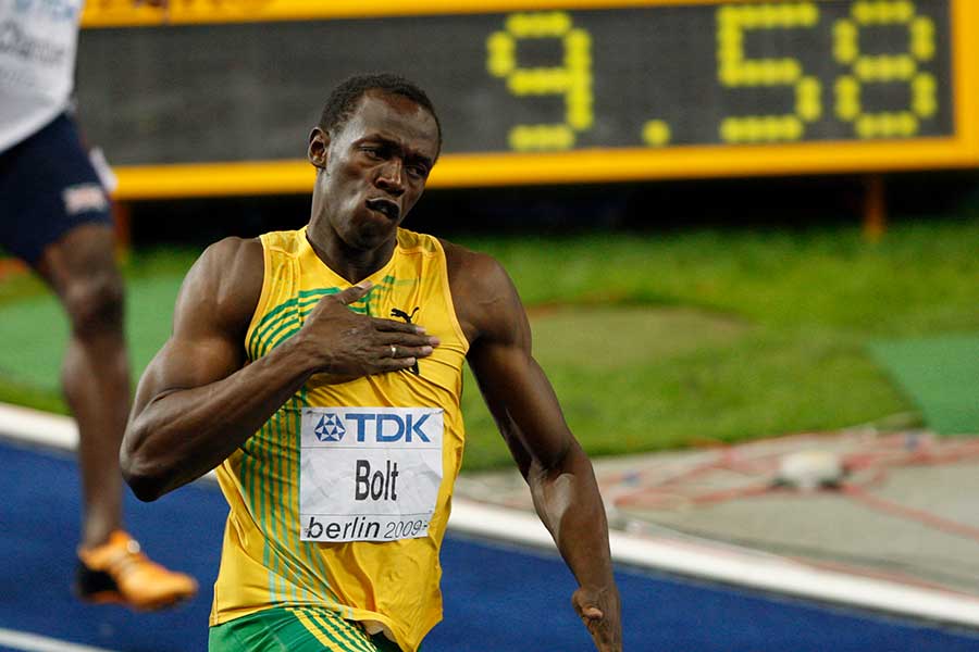 2009年に9秒58を記録したウサイン・ボルト【写真:AP/アフロ】