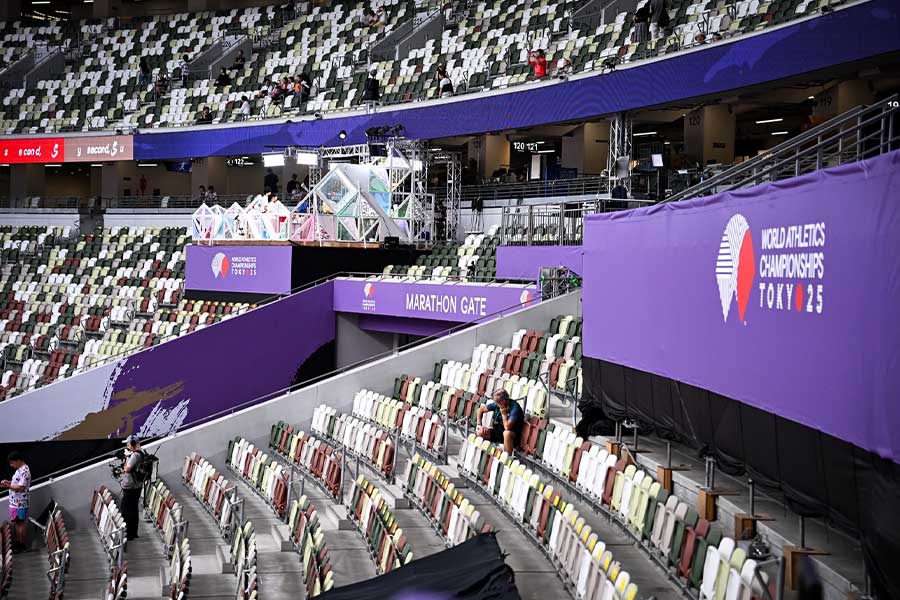 世界陸上を観戦した夫婦が話題【写真：中戸川知世】