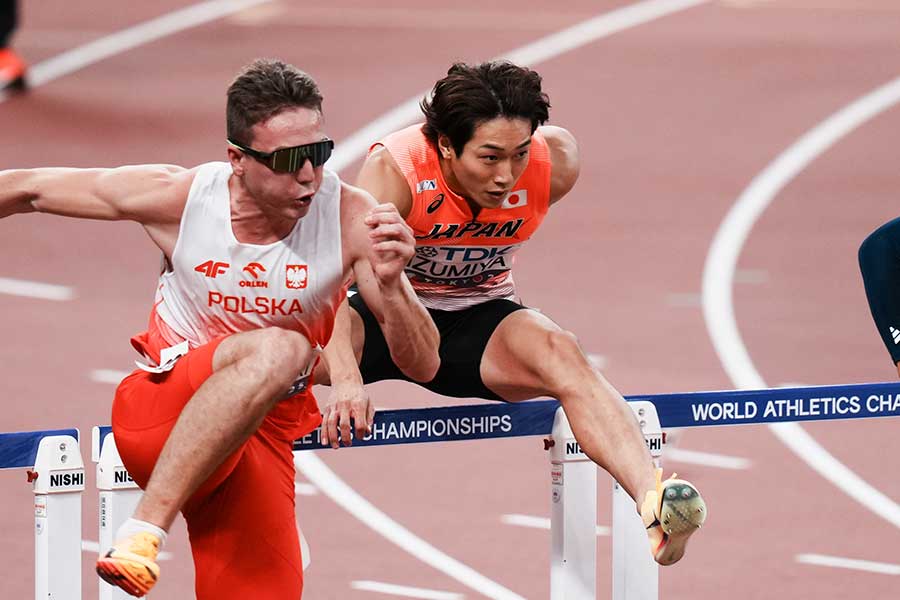 予選1組5着だった男子110メートル障害の泉谷駿介【写真：中戸川知世】