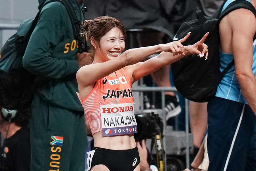 中島は初めての世界陸上に出場し「続けてきて良かった」と笑顔を見せた【写真：中戸川知世】