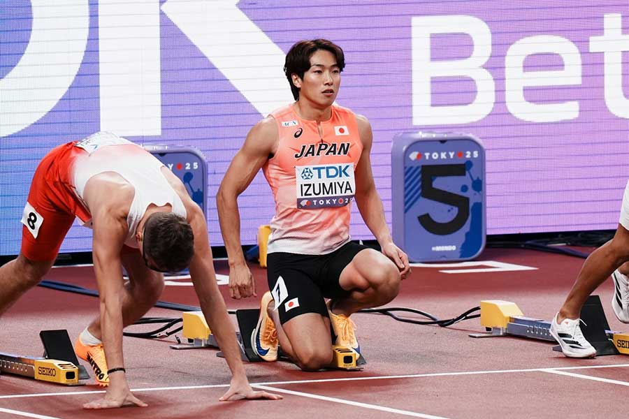 男子110メートル障害に出場した泉谷駿介【写真：中戸川知世】