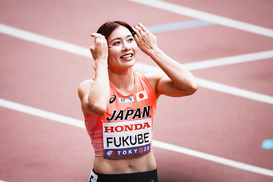 女子100メートル障害に出場した福部真子【写真：中戸川知世】