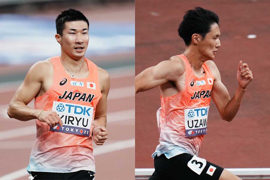 桐生祥秀（左）と鵜澤飛羽【写真：中戸川知世】