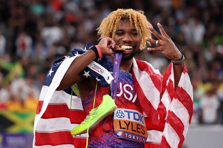 男子200メートルで4連覇を達成したノア・ライルズ【写真:ロイター】