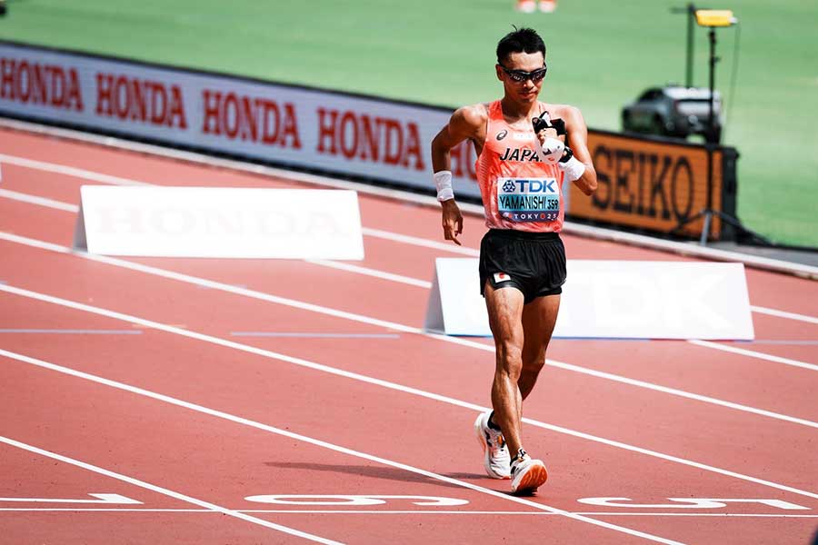 男子20キロ競歩、28位に終わった山西利和【写真:中戸川知世】