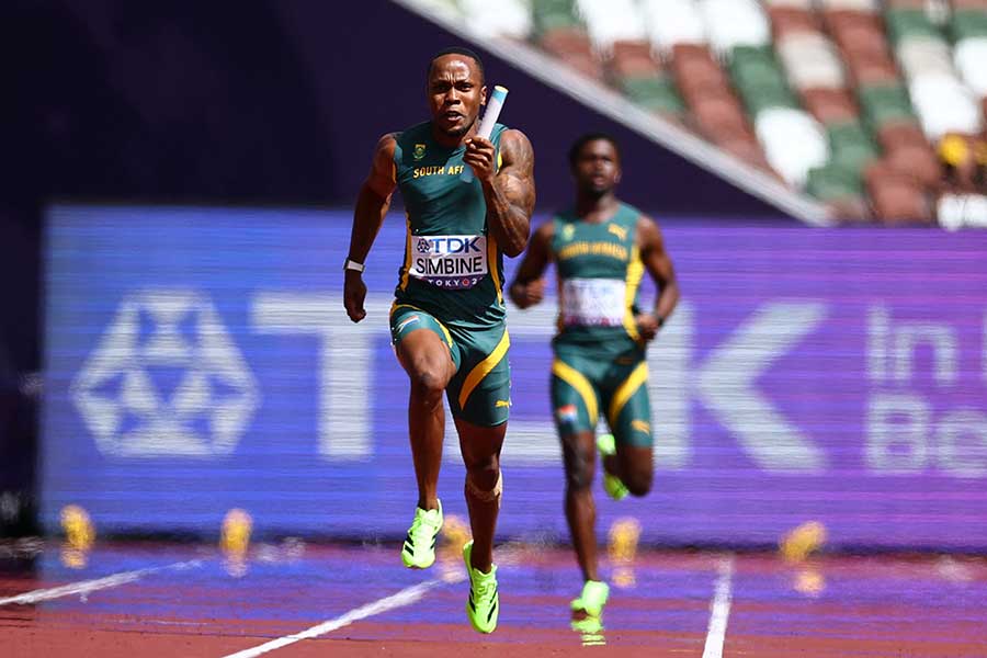 男子4×100メートルリレー再レース、単走となった南アフリカ【写真：ロイター】