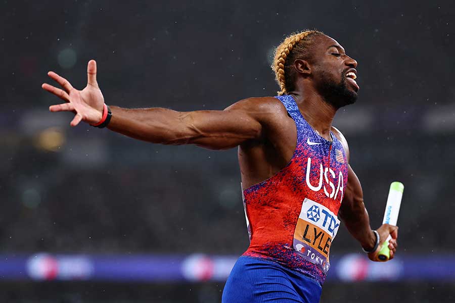 男子4×100メートルリレー決勝に出場したノア・ライルズ【写真：ロイター】