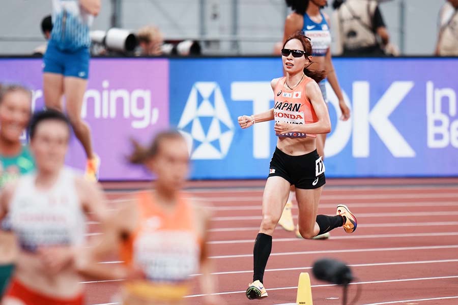 世界選手権の女子5000メートルに出場した山本有真【写真：中戸川知世】