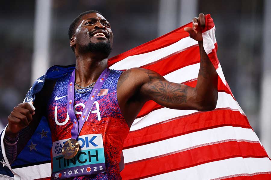 男子110メートル障害で金メダルを獲得したコーデル・ティンチ【写真:ロイター】