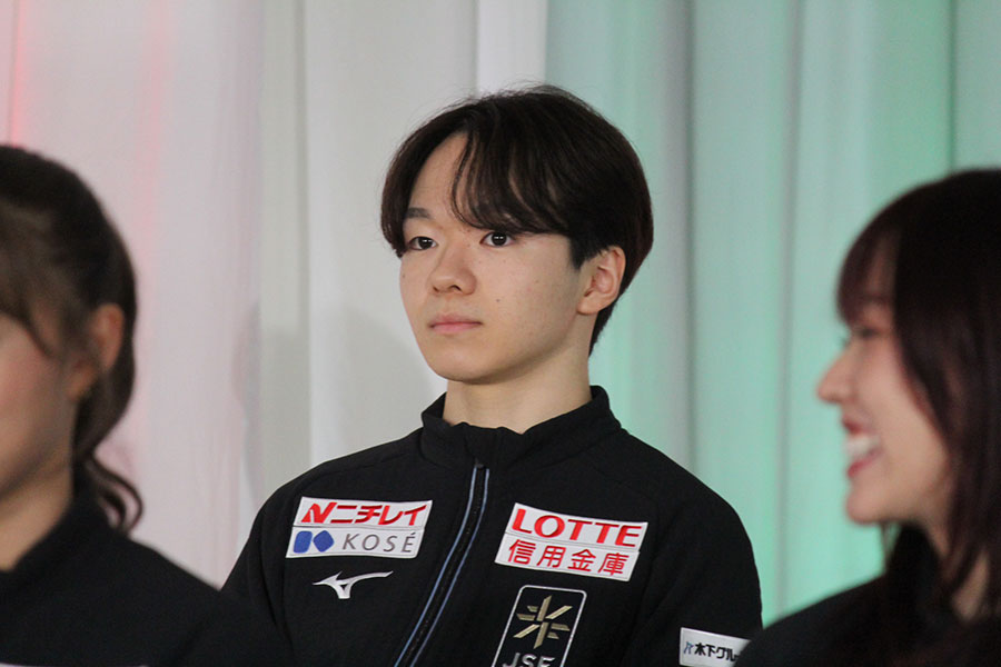 会見に出席した鍵山優真【写真：編集部】