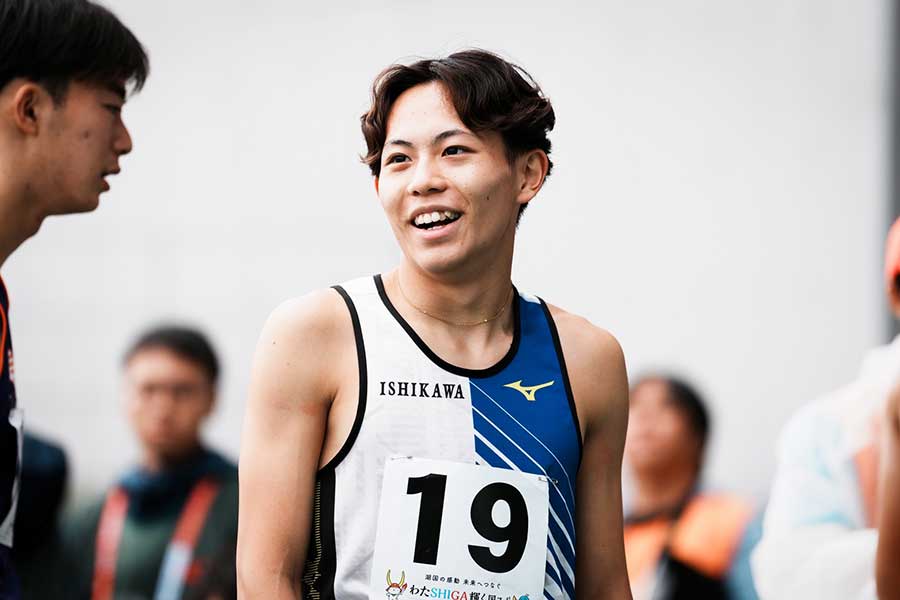 少年男子A100メートル決勝に進出を決めた清水空跳【写真：中戸川知世】