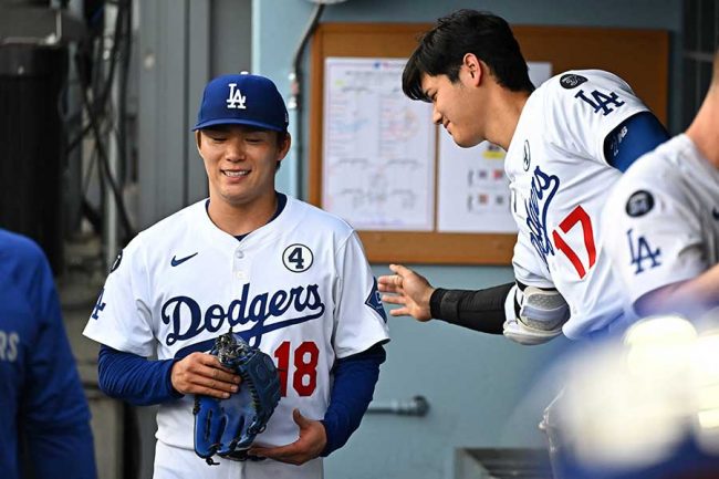 大谷翔平+山本由伸 ドジャース ユニフォーム ダブル・ボブルヘッド