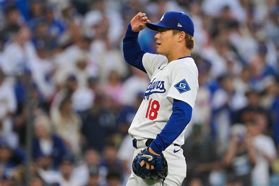 5回途中3失点で降板したドジャースの山本由伸【写真：ロイター】
