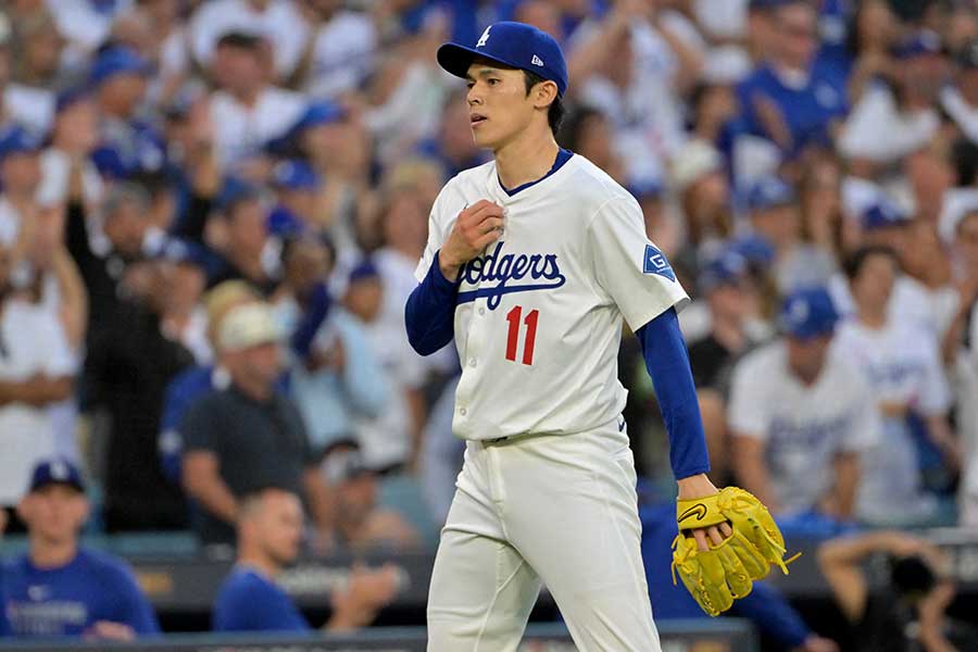 フィリーズ戦に登板したドジャースの佐々木朗希【写真:ロイター】